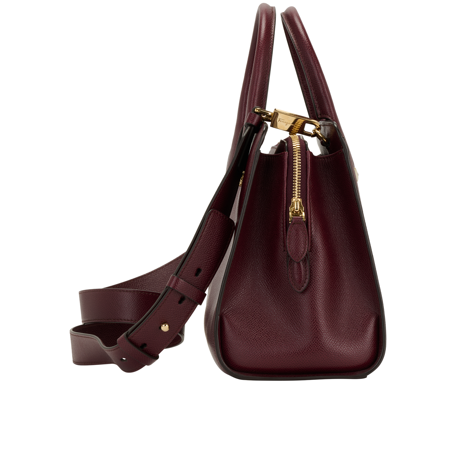 Top Handle Bag, &pound;295, Handbags, Burgundy, Leather, Side view